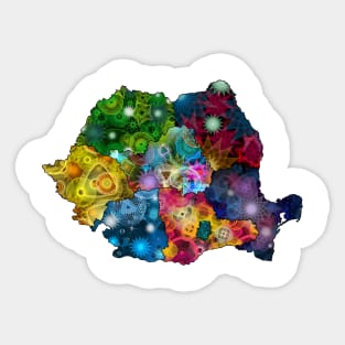 Spirograph Patterned Romania Counties Map Sticker